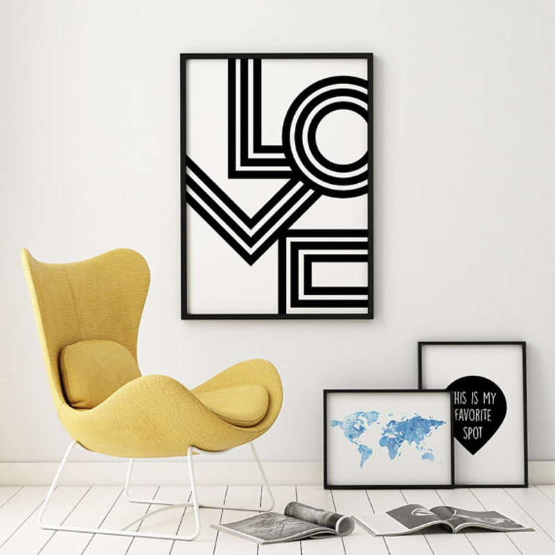 Love Wall Art Minimalist - Canvas Wall Art Painting | Bowlift