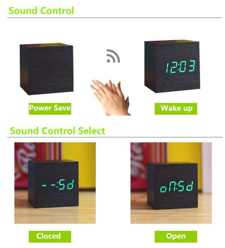 BowLift | Digital Clock Cube in Modern Wood Design