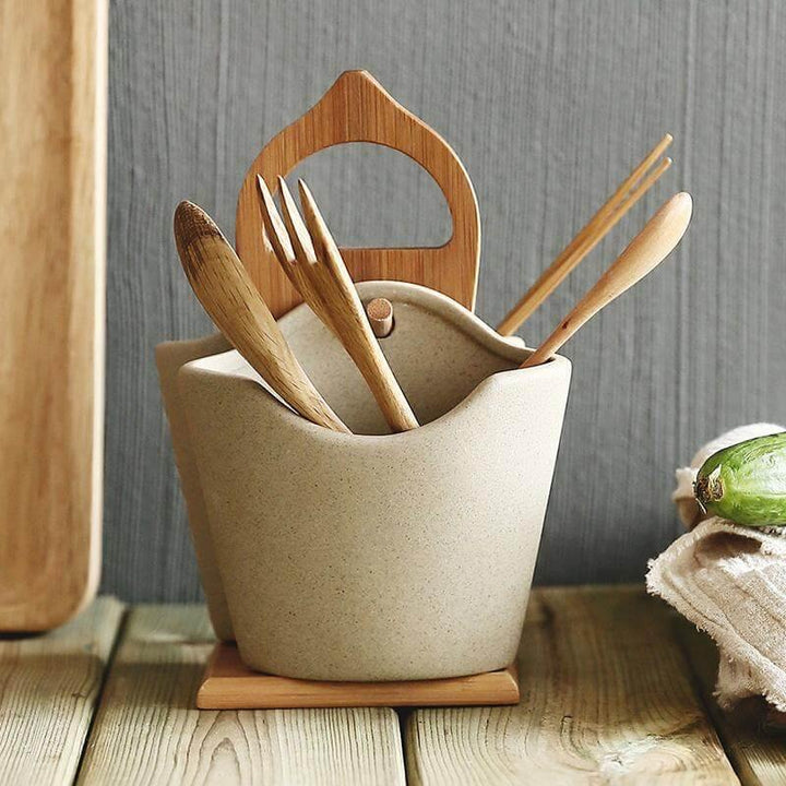 BowLift | 2pcs Japan Style Ceramic Silverware Container