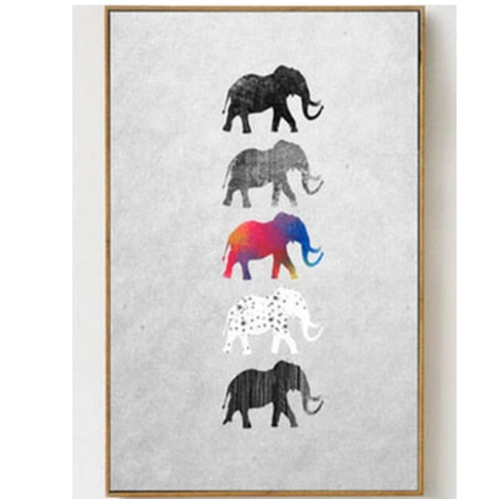 Moods Of Elephants - Canvas Wall Art Painting | Bowlift