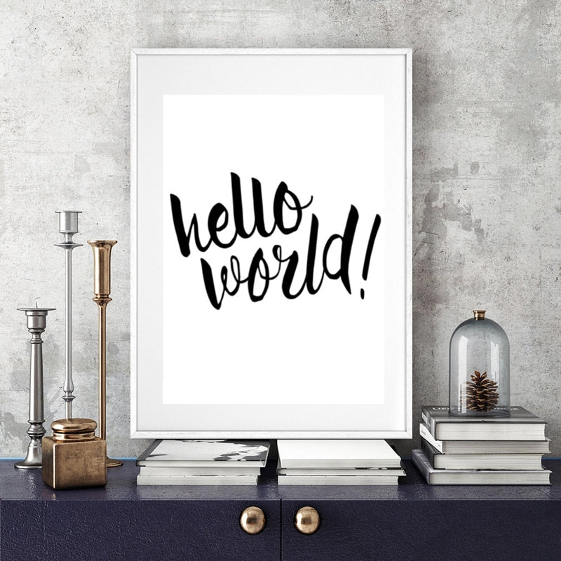 Hello World Nursery Quote - Canvas Wall Art Painting | Bowlift