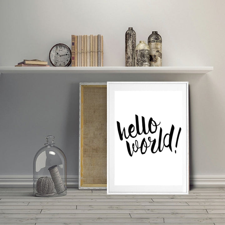 Hello World Nursery Quote - Canvas Wall Art Painting | Bowlift