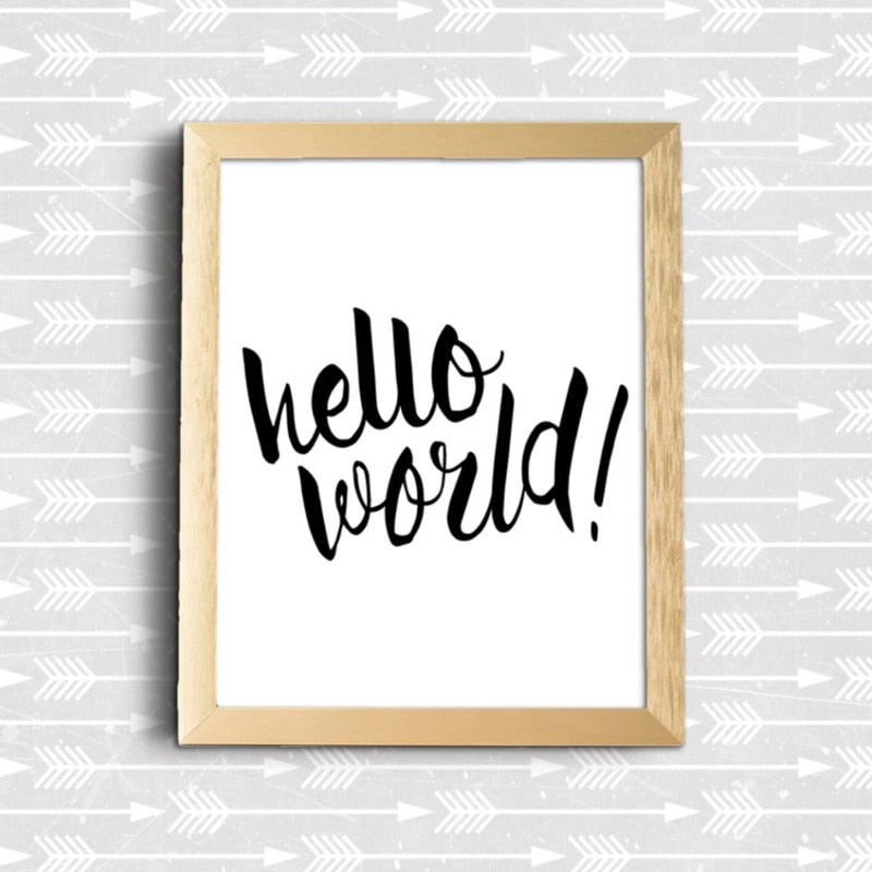 Hello World Nursery Quote - Canvas Wall Art Painting | Bowlift