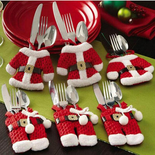 BowLift | 6 Pcs Christmas Xmas New Year Santa Silverware Holders