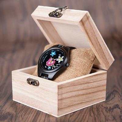 BowLift | Bamboo Wooden Watch for Women With Embroidered Face