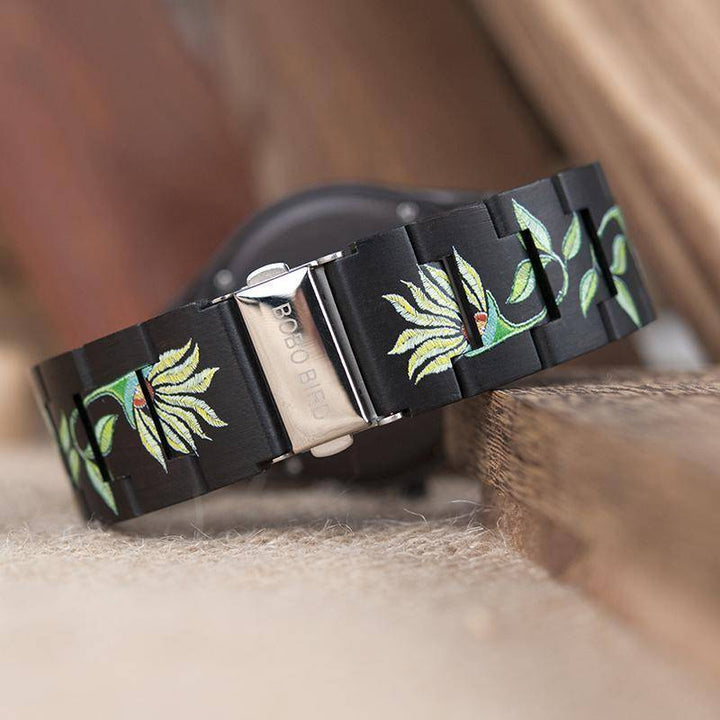 BowLift | Bamboo Wooden Watch for Women With Embroidered Face