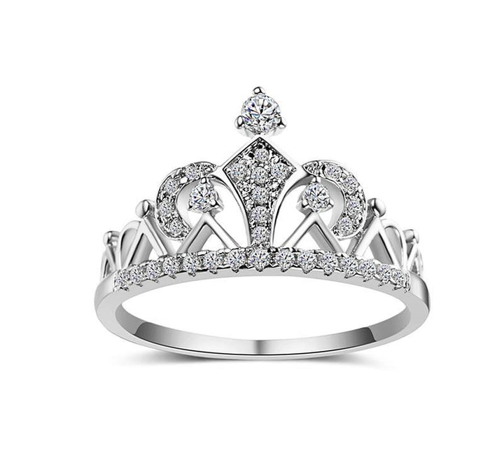Cubic Zirconia Princess Crown Ring | Bowlift