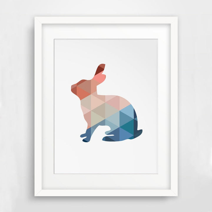 Geometric Triangles Rabbit  - Canvas Wall Art Painting | Bowlift