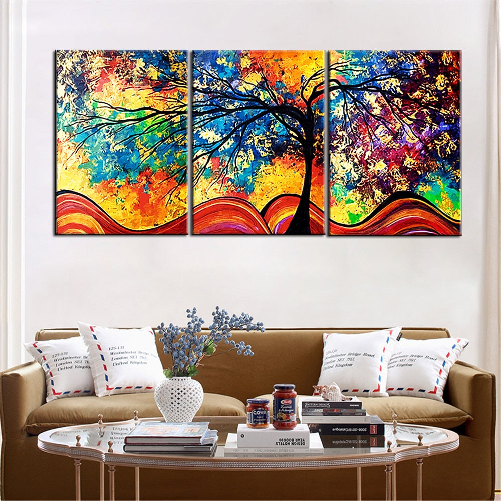 Abstract Life Trees - Canvas Wall Art Painting | Bowlift