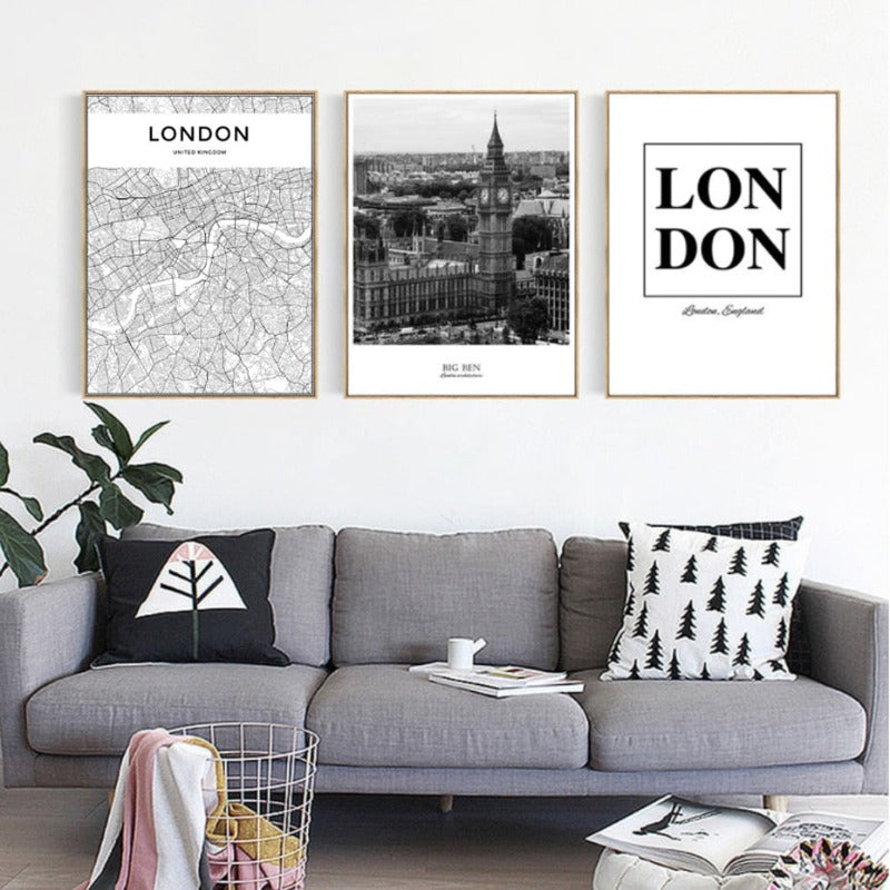 London Map Landscape - Canvas Wall Art Painting | Bowlift