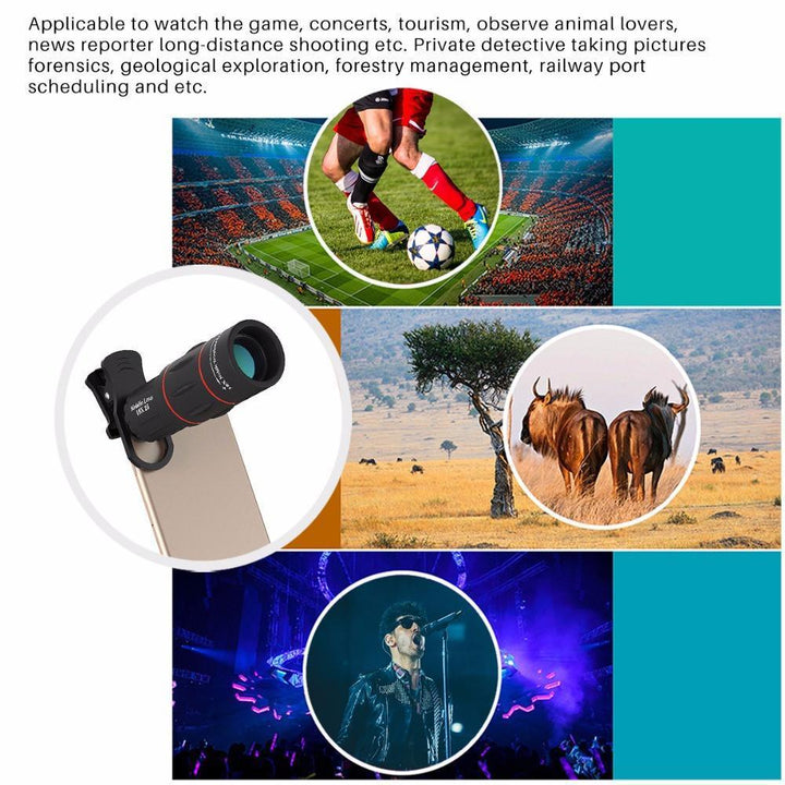 BowLift | 18X Zoom Telescope Mobile Lens with Tripod Clip For iPhone and Samsung Android - 1000m 3280ft