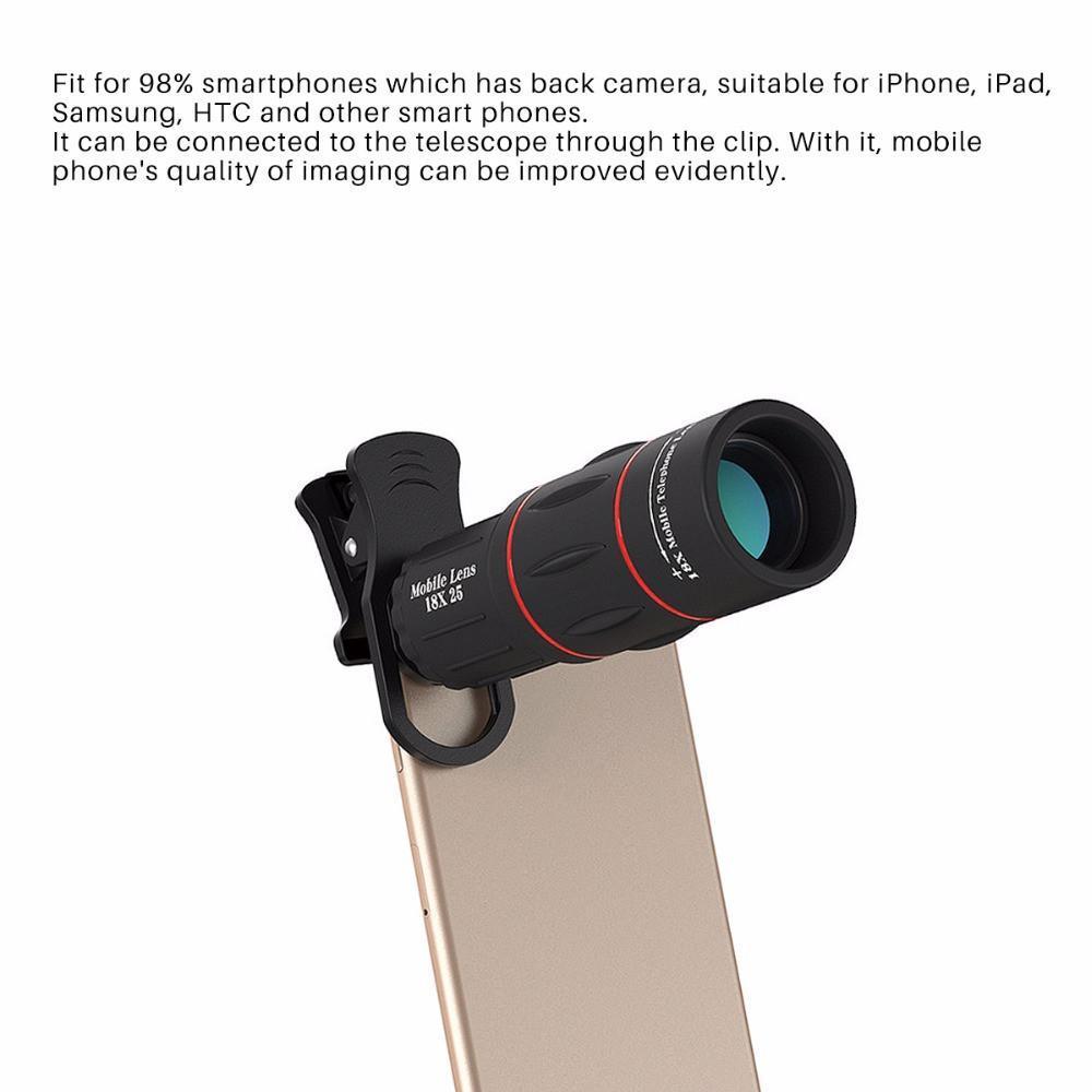 BowLift | 18X Zoom Telescope Mobile Lens with Tripod Clip For iPhone and Samsung Android - 1000m 3280ft