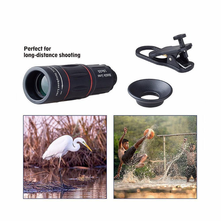 BowLift | 18X Zoom Telescope Mobile Lens with Tripod Clip For iPhone and Samsung Android - 1000m 3280ft