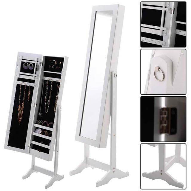 BowLift | Jewelry Armoire Mirrored Wood Cabinet Organizer