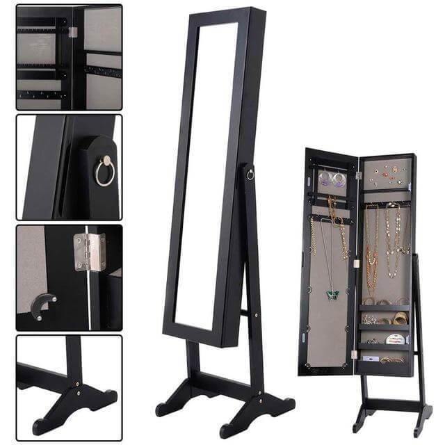 BowLift | Jewelry Armoire Mirrored Wood Cabinet Organizer