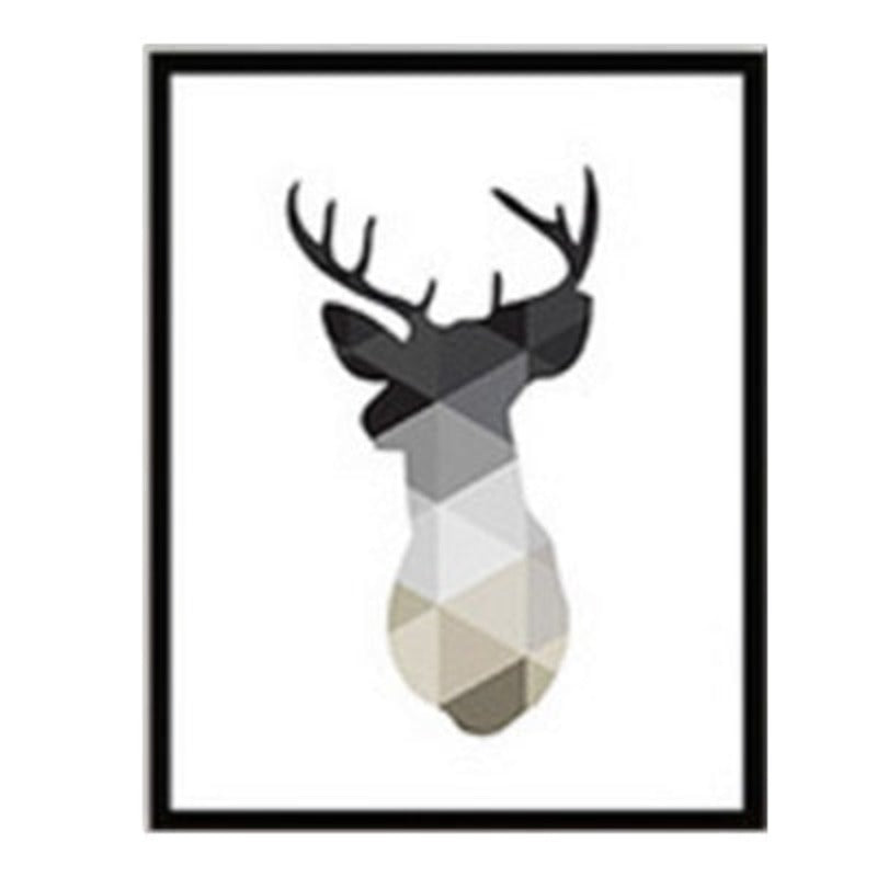 Minimalist Geometric Deer - Canvas Wall Art Painting | Bowlift