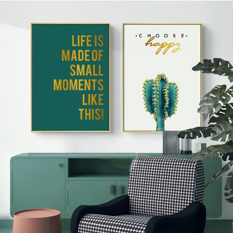 Life Quote Cactus  - Canvas Wall Art Painting | Bowlift