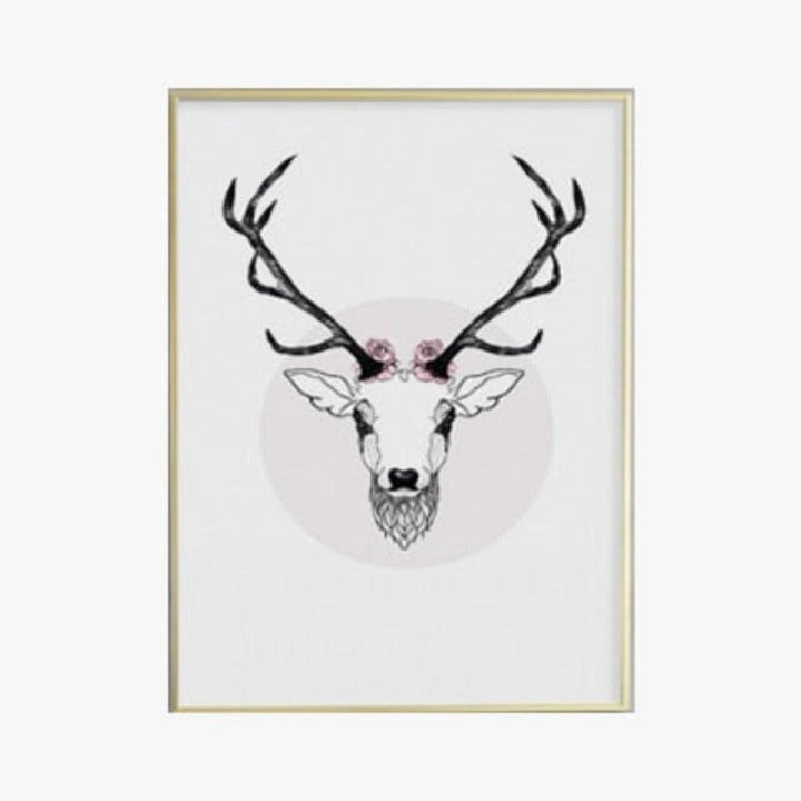 Deer Poster & Print Black Wall - Canvas Wall Art Painting | Bowlift