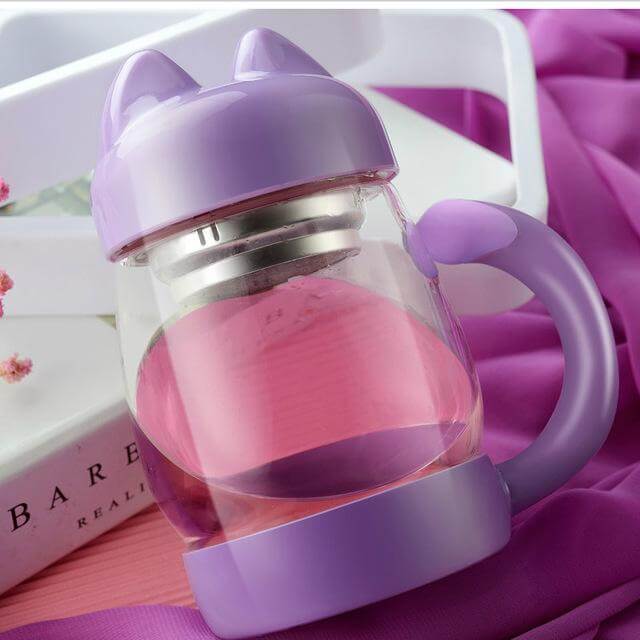 BowLift | Cute Cat Glass Mug With  Tea Filter