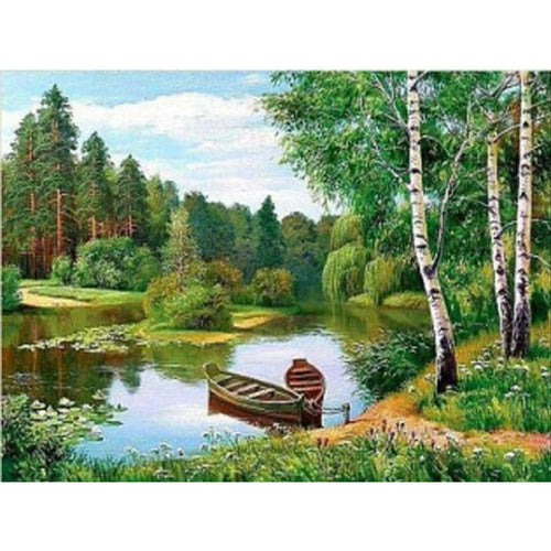 Row Boats on the Lake - GemPaint Kit | Bowlift
