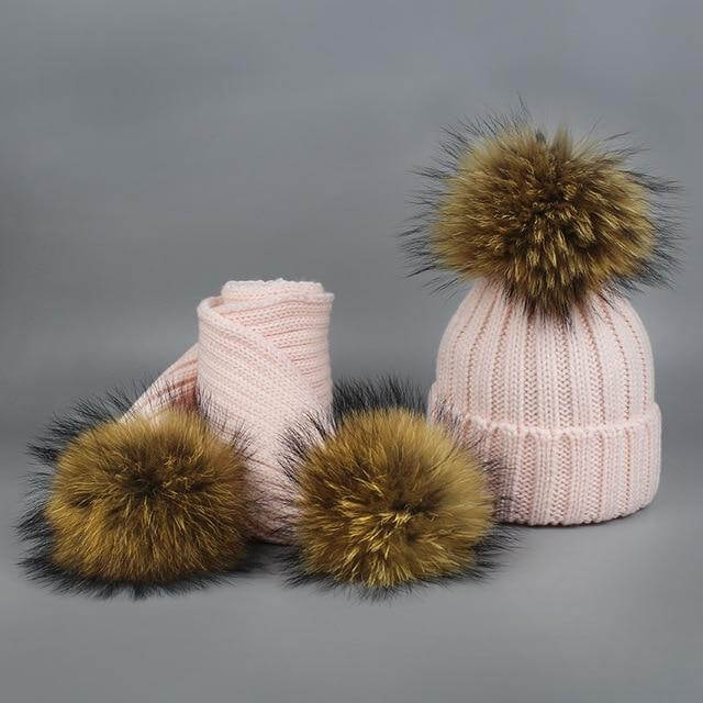 BowLift | Warm Knitted Fur Hat Scarf Set