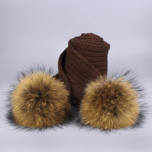 BowLift | Warm Knitted Fur Hat Scarf Set