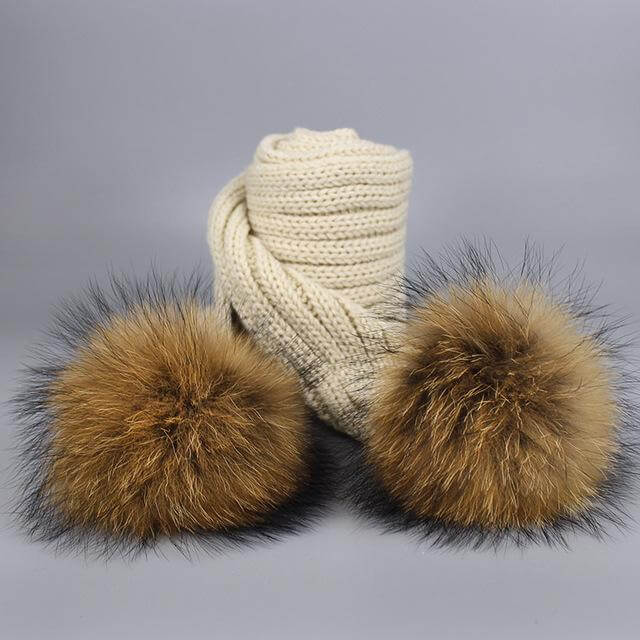 BowLift | Warm Knitted Fur Hat Scarf Set