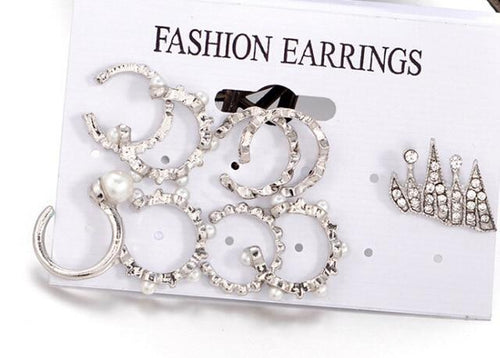 Jazzy - 9 Piece Set Pearl Punk Clip Earrings | Bowlift