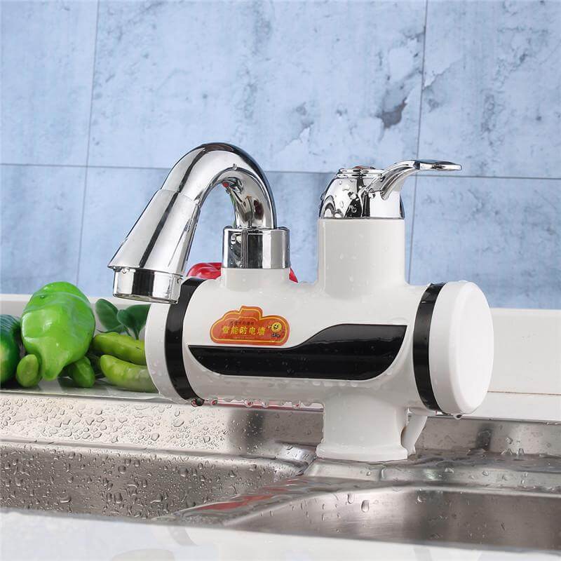 Mounted Plastics Deck White LED Digital Tankless Electric Instant Faucet | Bowlift