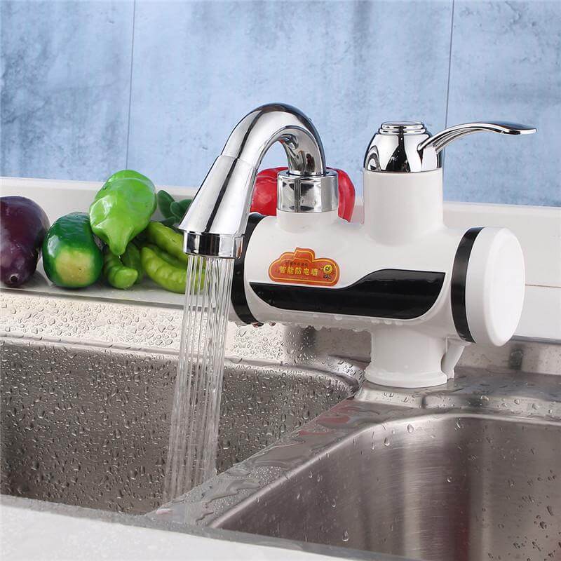 Mounted Plastics Deck White LED Digital Tankless Electric Instant Faucet | Bowlift