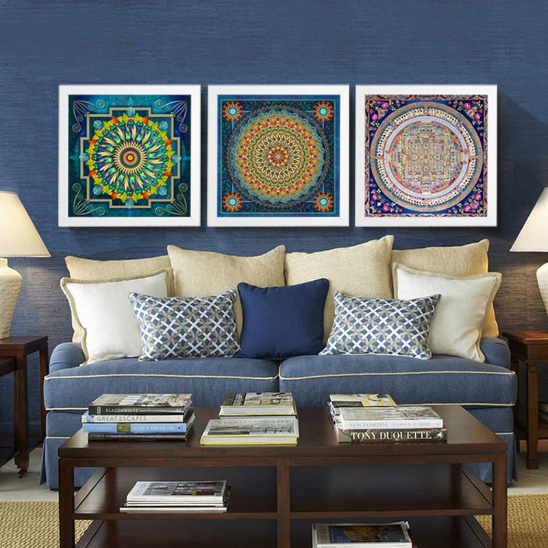 Mandala Ornament Thangka Yoga - Canvas Wall Art Painting | Bowlift