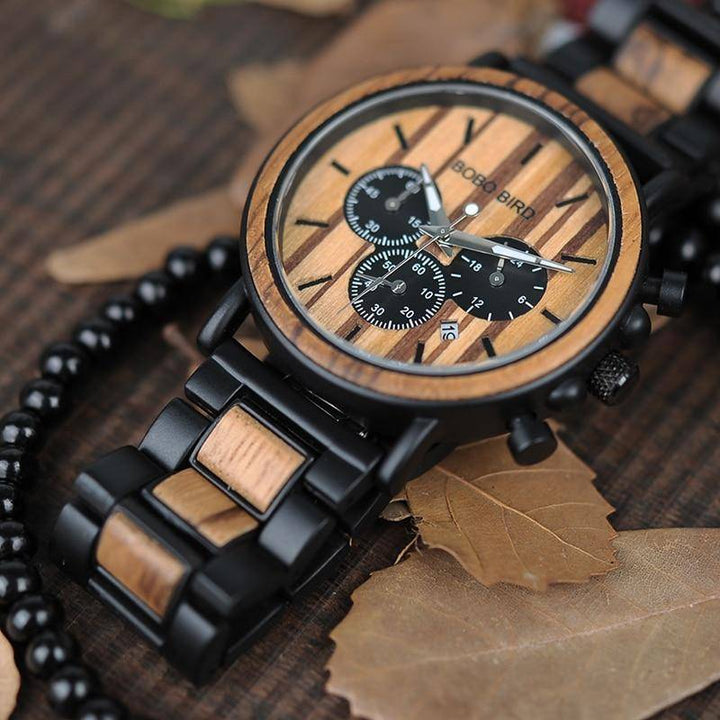BowLift | Wooden Men's Watch Military Chronograph