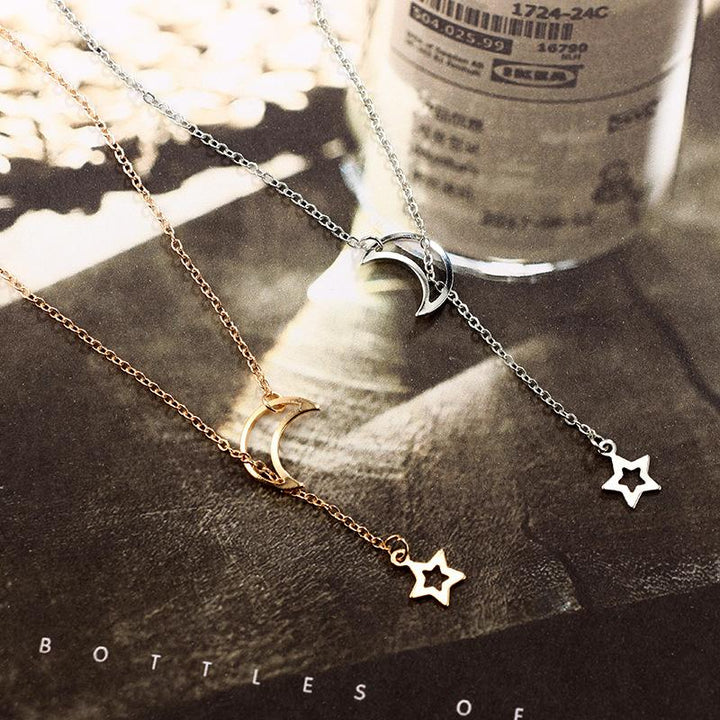 Moon & Star Hanging Drop Necklace | Bowlift