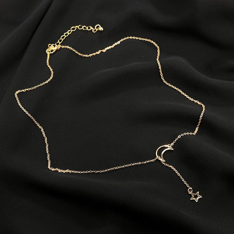 Moon & Star Hanging Drop Necklace | Bowlift