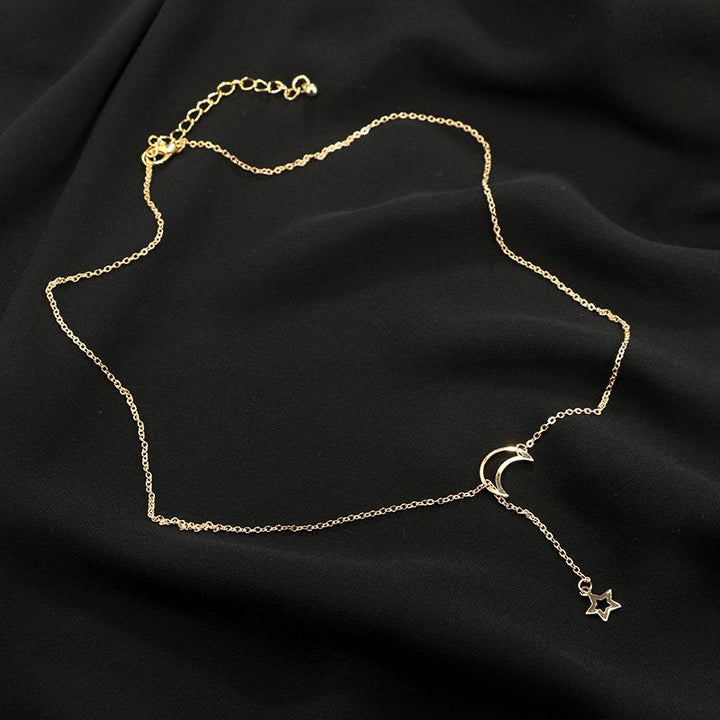 Moon & Star Hanging Drop Necklace | Bowlift