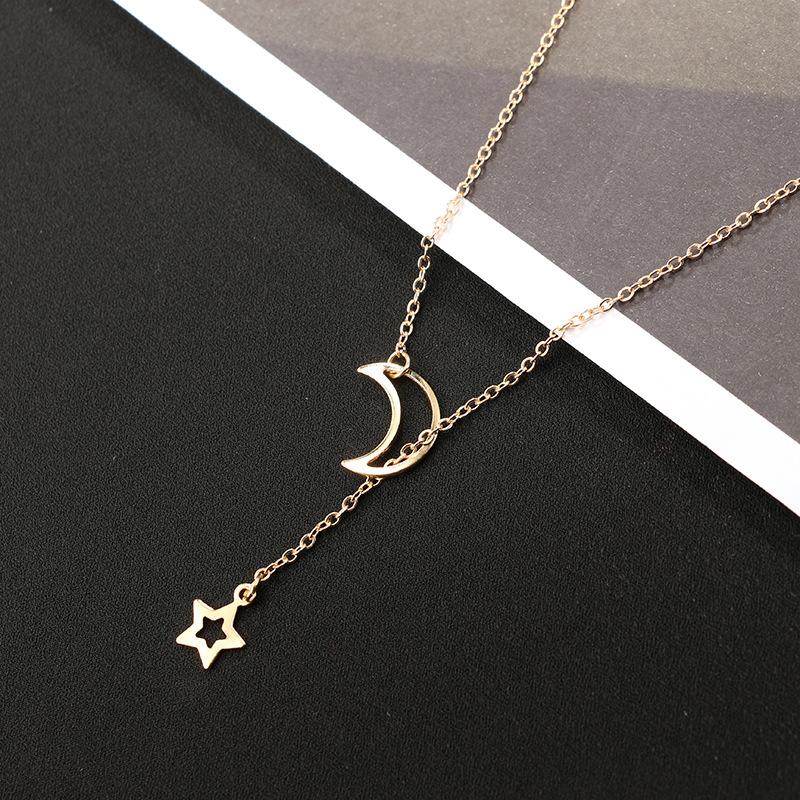 Moon & Star Hanging Drop Necklace | Bowlift