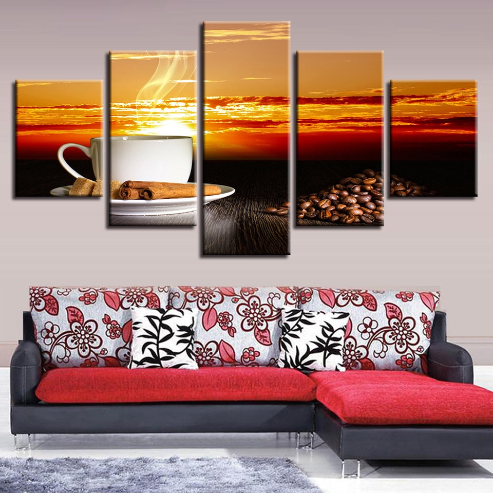 Sunset Coffee - Canvas Wall Art Painting | Bowlift