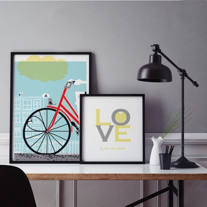 Love Is All You Need Bicycle Poster - Canvas Wall Art Painting | Bowlift