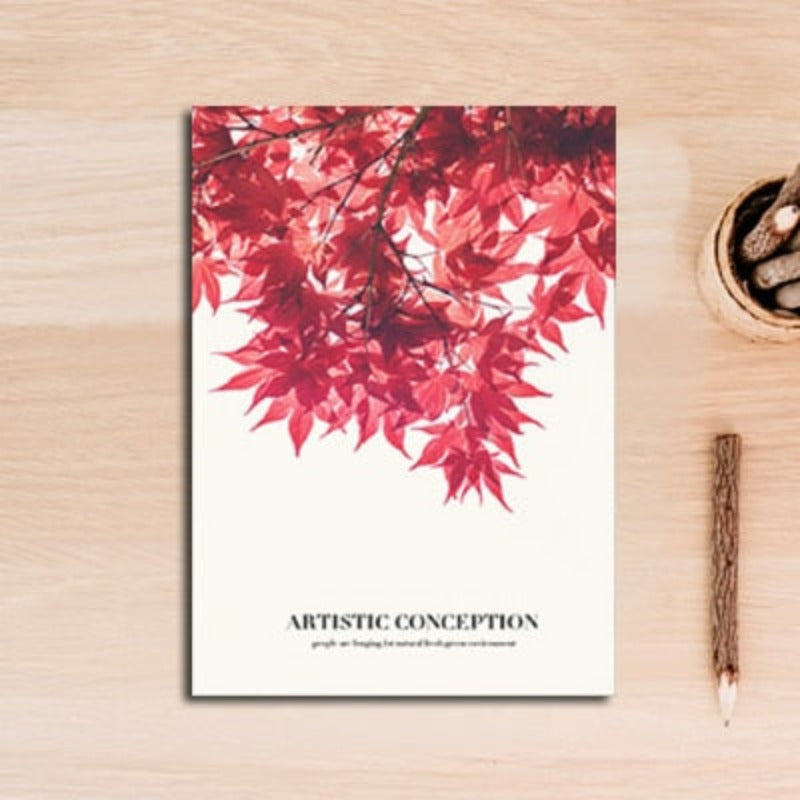 Nordic Red Leaf Artistic Conception Poster - Canvas Wall Art Painting | Bowlift