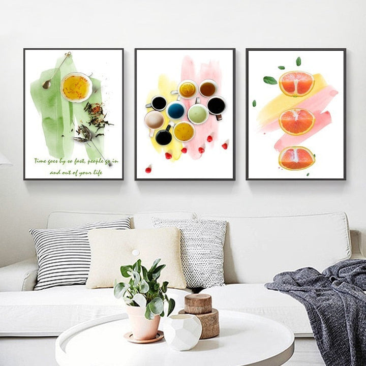 Inspirational Life Quotes Fruit Tea - Canvas Wall Art Painting | Bowlift