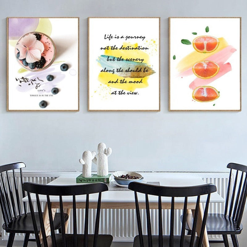 Inspirational Life Quotes Fruit Tea - Canvas Wall Art Painting | Bowlift