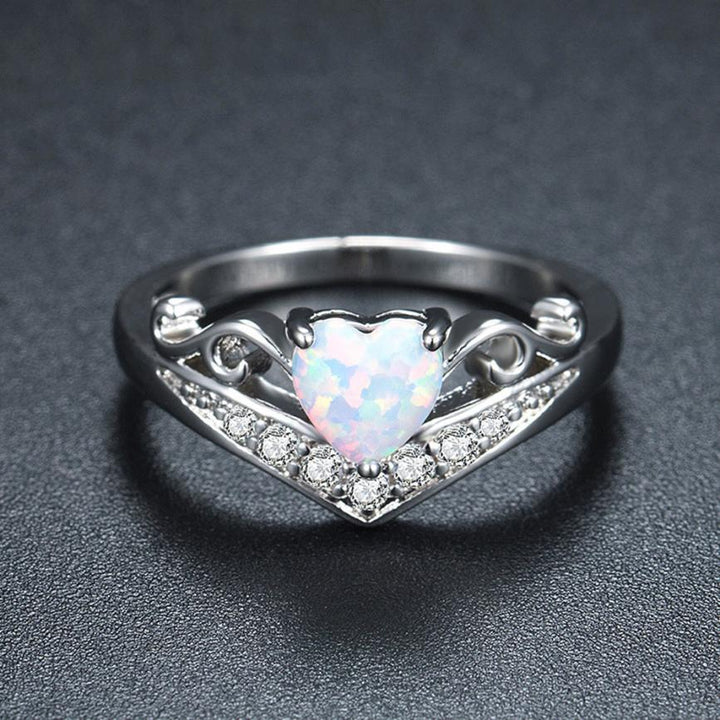 Oval Cut Heart Fire Opal Ring | Bowlift