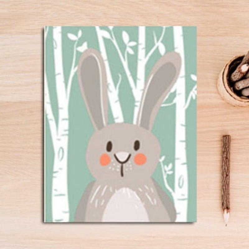 Woodland Animals Rabbit Fox Bear Nursery  - Canvas Wall Art Painting | Bowlift