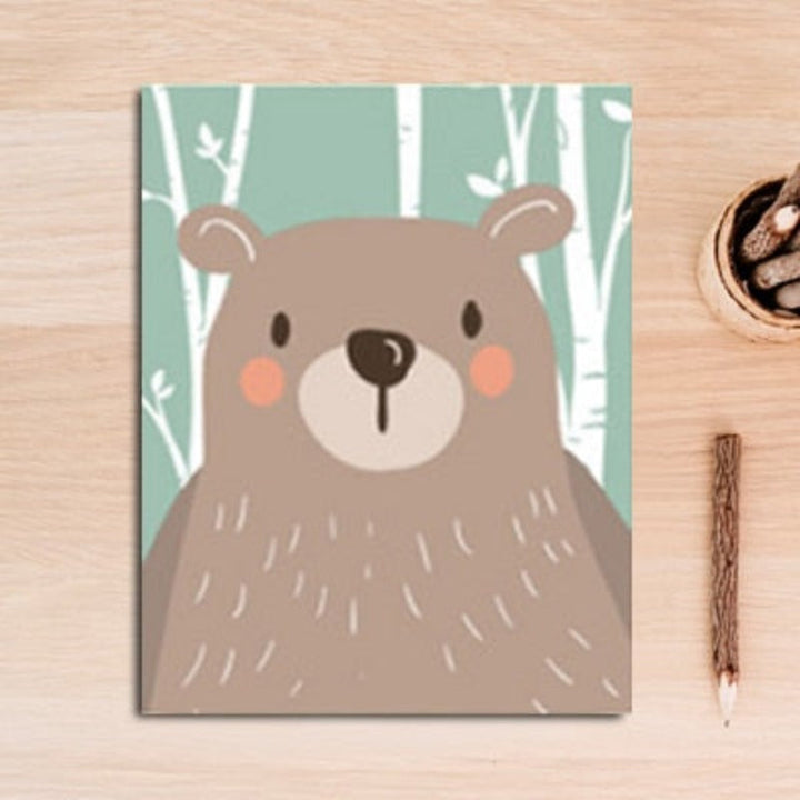 Woodland Animals Rabbit Fox Bear Nursery  - Canvas Wall Art Painting | Bowlift