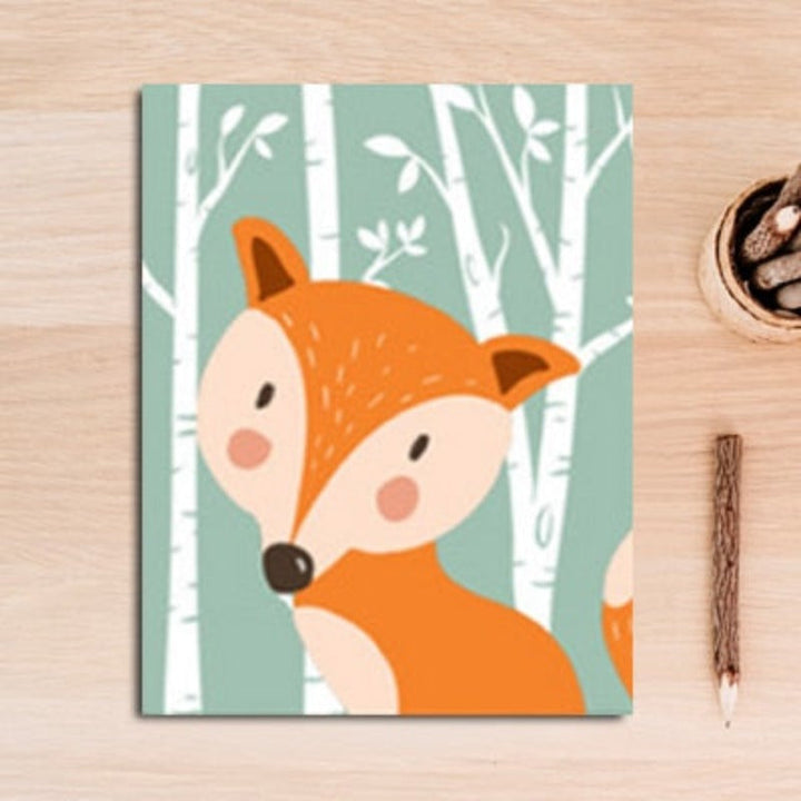 Woodland Animals Rabbit Fox Bear Nursery  - Canvas Wall Art Painting | Bowlift