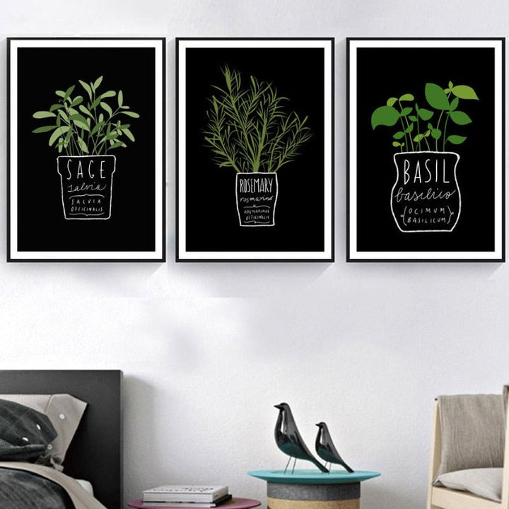 Potted Herbs - Canvas Walls Art Painting | Bowlift