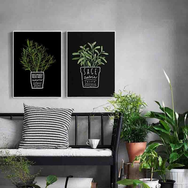 Potted Herbs - Canvas Walls Art Painting | Bowlift