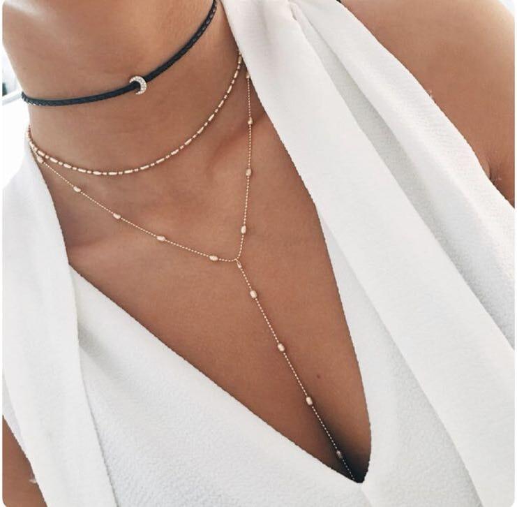 Multi Layered Boho Moon Pendant Hanging Necklace | Bowlift