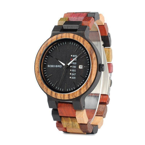 BowLift | Mens Wooden Watch With Week Date Display in Wood Gift Box