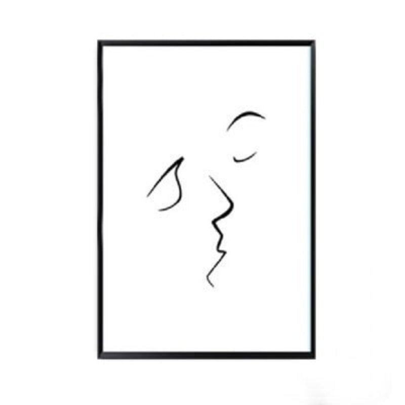 Fashion Women Abstract Kiss Poster Voyeur - Canvas Wall Art Painting | Bowlift
